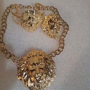 Gold Lion Jewelry Set